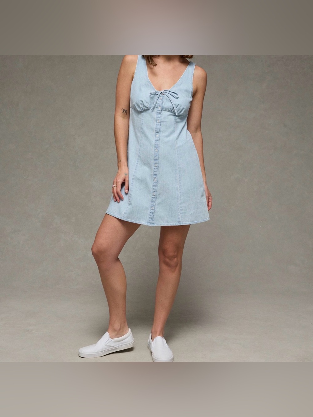 AE•Babydoll Button Down•Size XS•Medium Wash•NWT